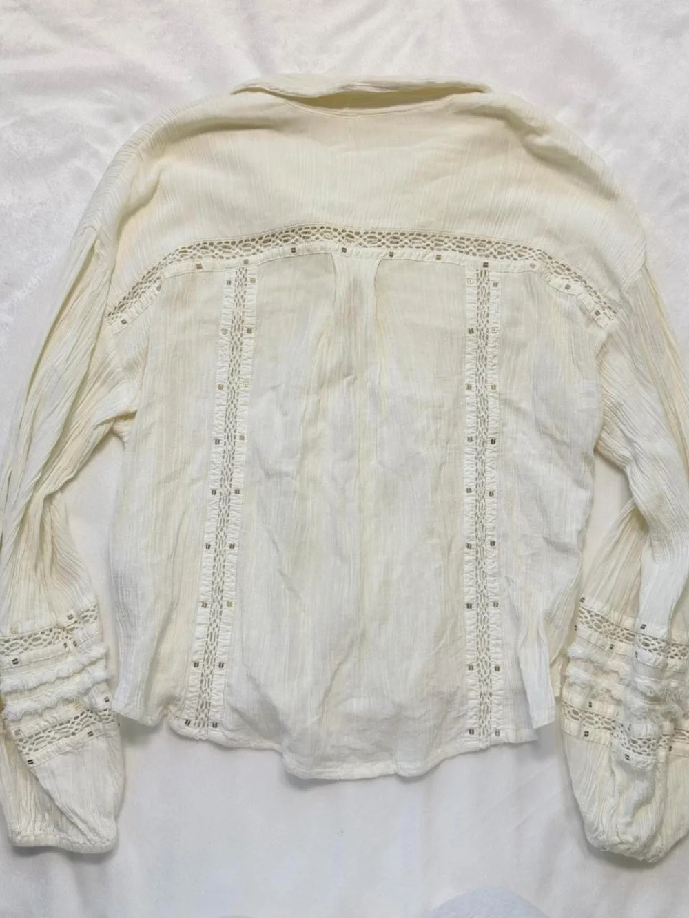 Free People Cream Button-Front Blouse